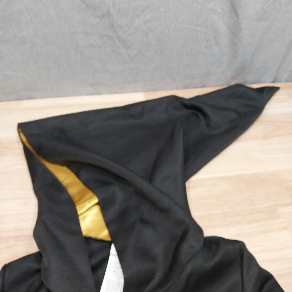 Harry Potter Costume Robe Hogwarts Crest Hooded Size M Unisex Kid 7-8 Black Gold
